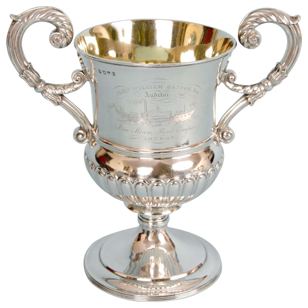 Iron Steam Boat Company Sterling Silver Presentation Cup For Sale