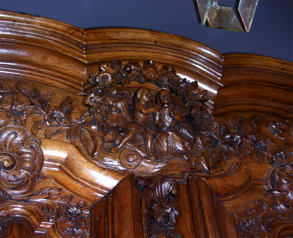 French Large 18th Century Period Régence Armoire with Coat of Arms