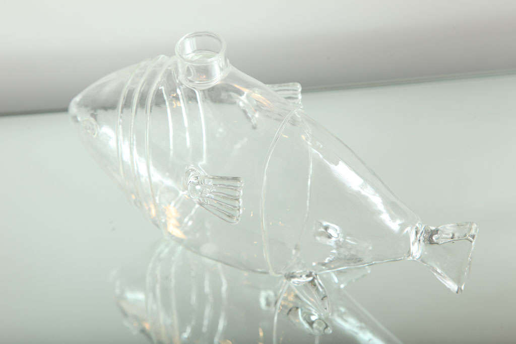 Mid Century Italian Glass Fish Form Decanters For Sale 1