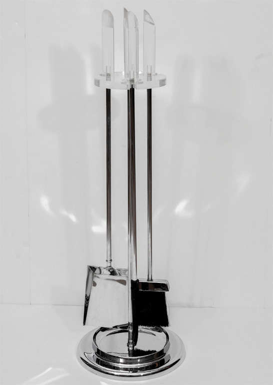 Chrome and Lucite Fireplace Tool Set will add style to your hearth.