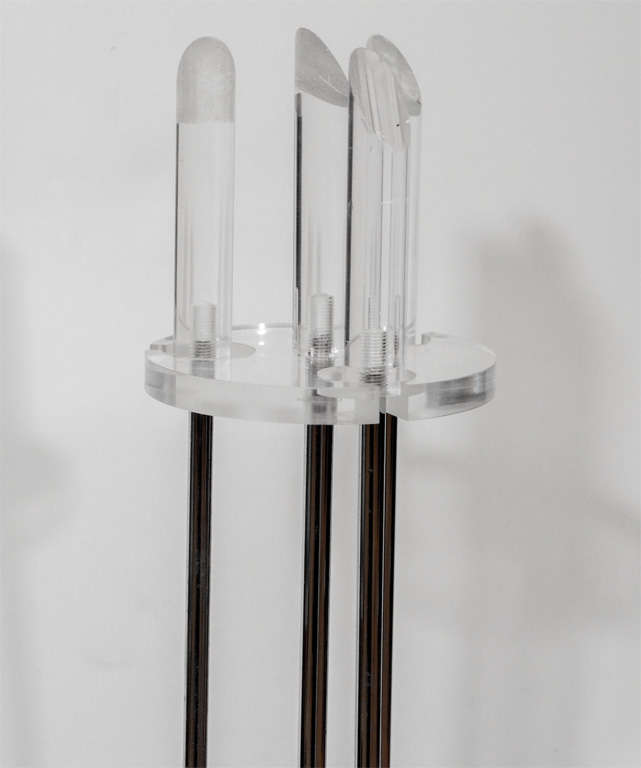 Late 20th Century Lucite and Chrome Fireplace Tool Set
