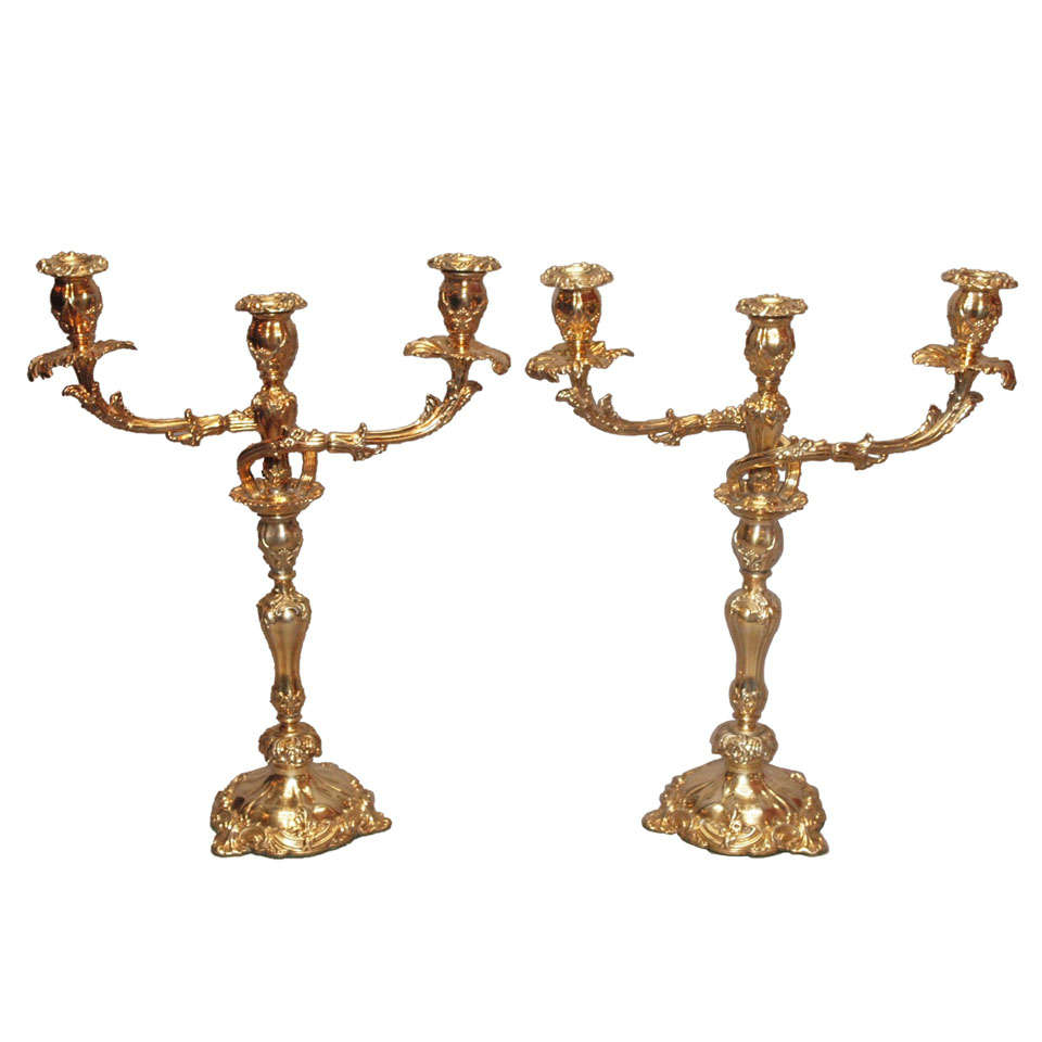 Pair Antique Early 19th Century Sheffield Plate Candelabra