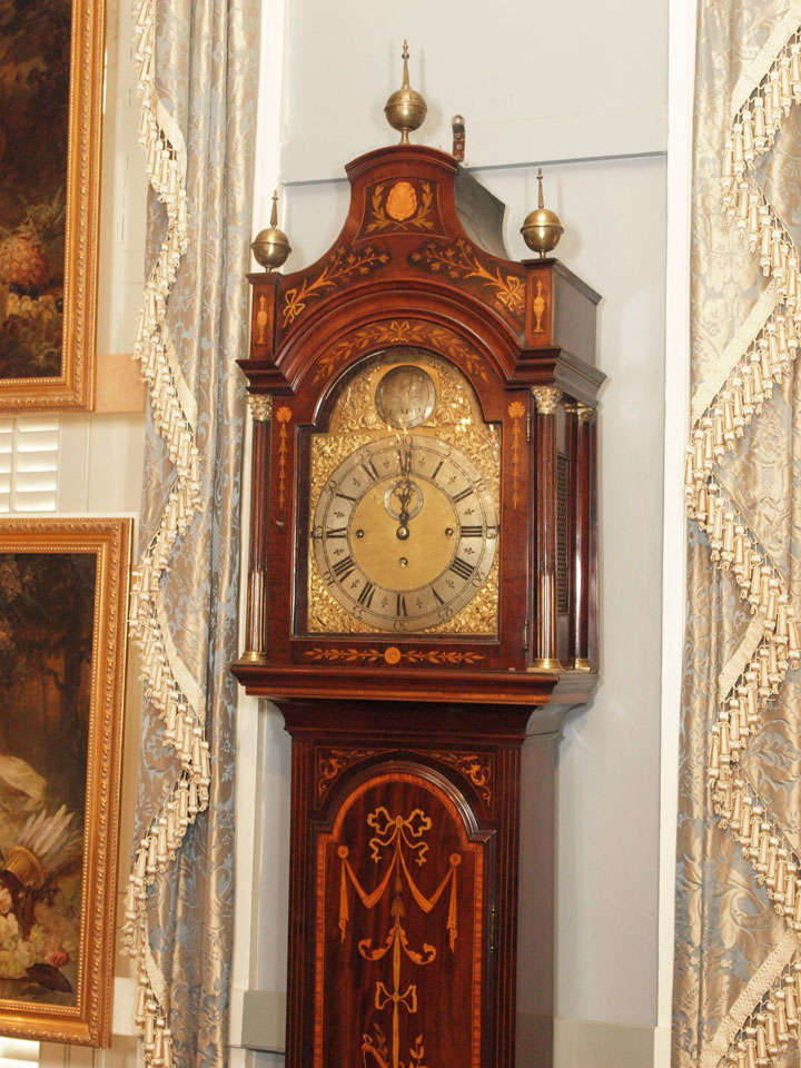 Georgian Antique English Late 19th Century  Mahogany Tall Case Clock