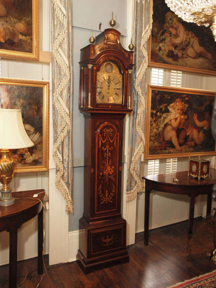Antique English Late 19th Century  Mahogany Tall Case Clock 5