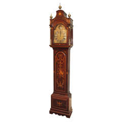 Antique English Late 19th Century  Mahogany Tall Case Clock