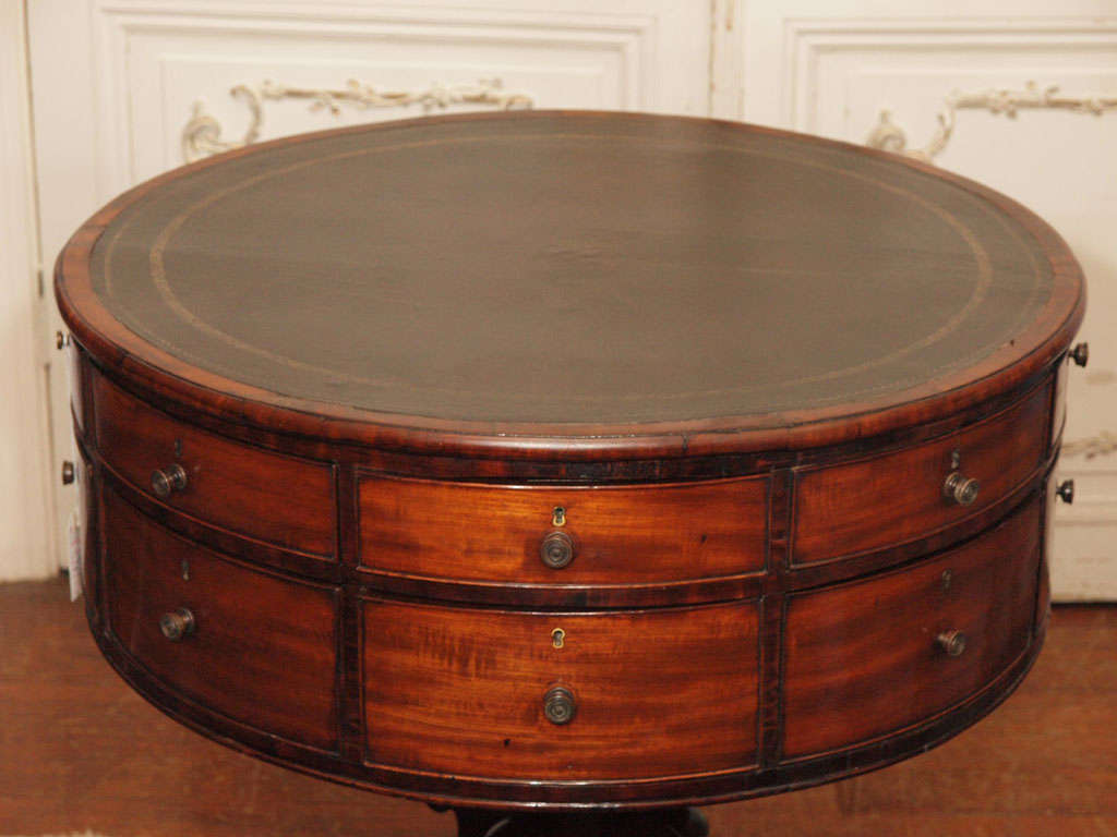British Antique Georgian Mahogany Rare Revolving Library/Drum Table