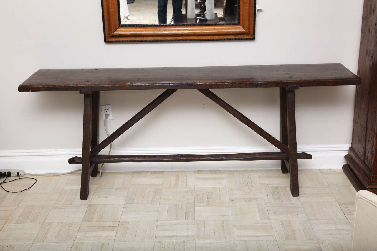 Early 18th C. Walnut Trestle Base Console