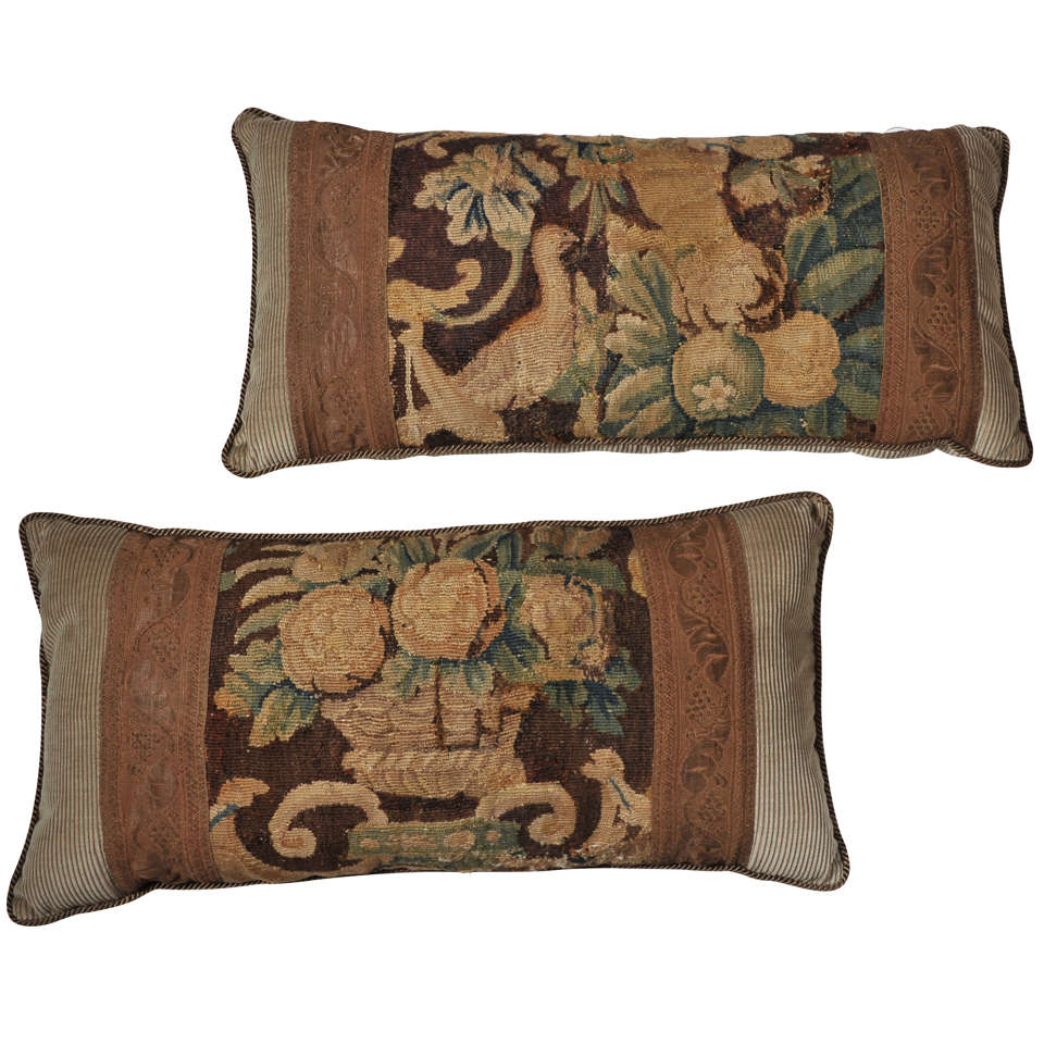 Maison Maison 18th C Tapestry Lumbar Pillows