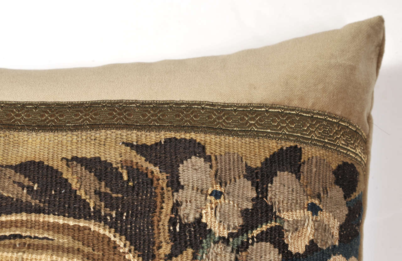18th Century Tapestry Lumbar Pillow In Excellent Condition In Houston, TX