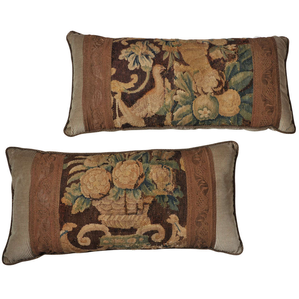 18th C Tapestry Lumbar Pillows For Sale at 1stdibs