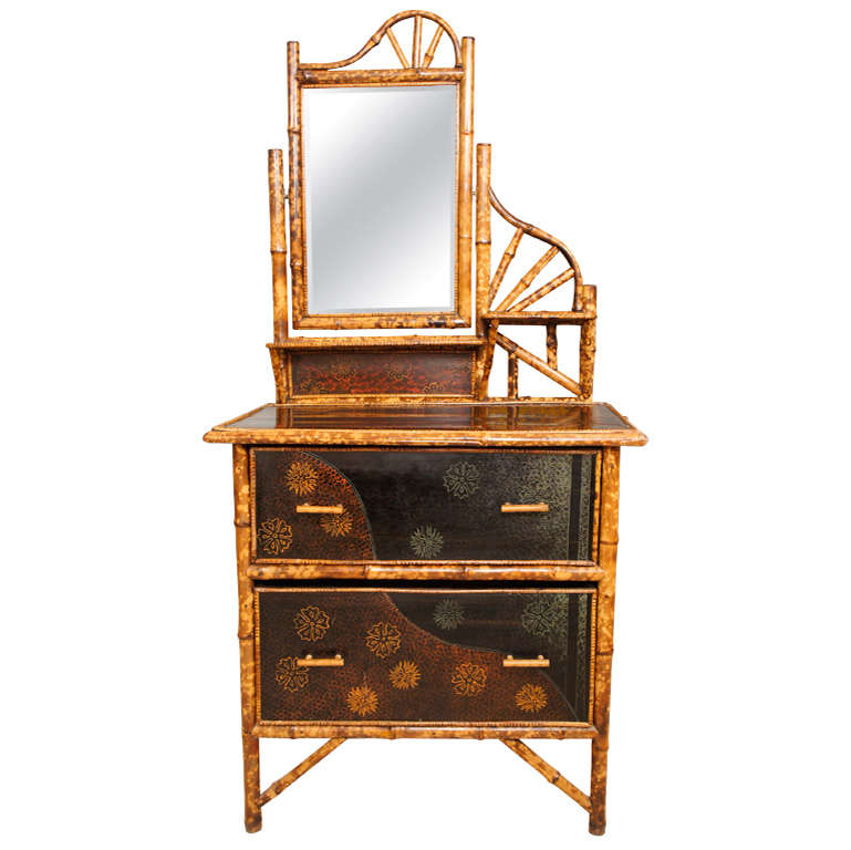 English Lacquer and Bamboo Victorian Dressing Table