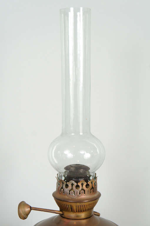 Victorian Pair 19th century brass hurricane lamps