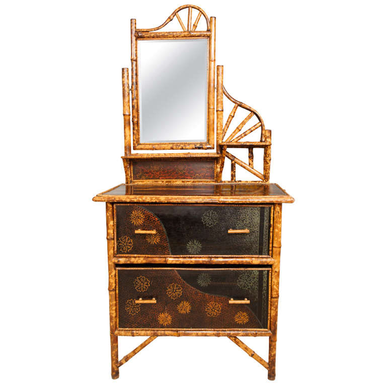 English Lacquer and Bamboo Victorian Dressing Table at 1stDibs