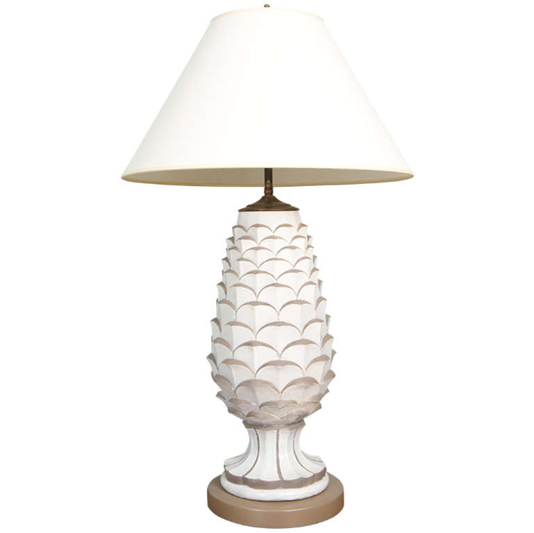 White and Gold Pineapple Lamp at 1stDibs
