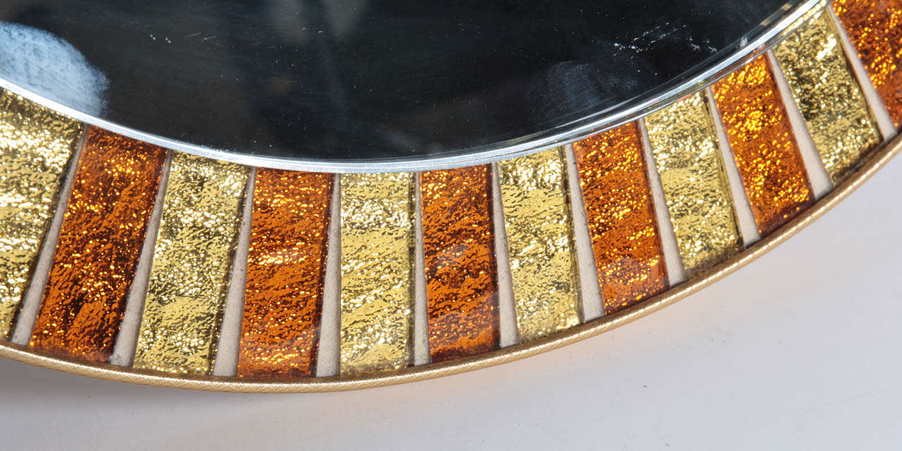 Mid-Century Modern 1960s Copper and Gold Mosaic Mirror For Sale