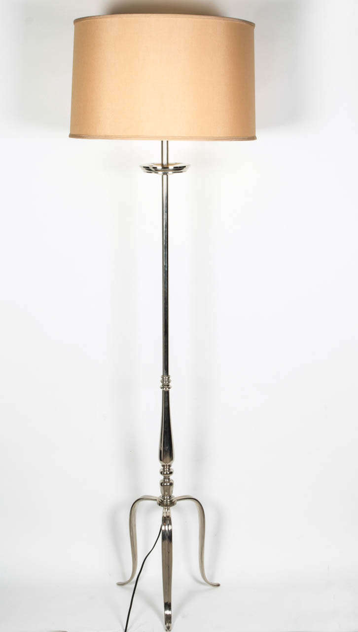 Silver Plated Pair of French 1940's Floor Lamps