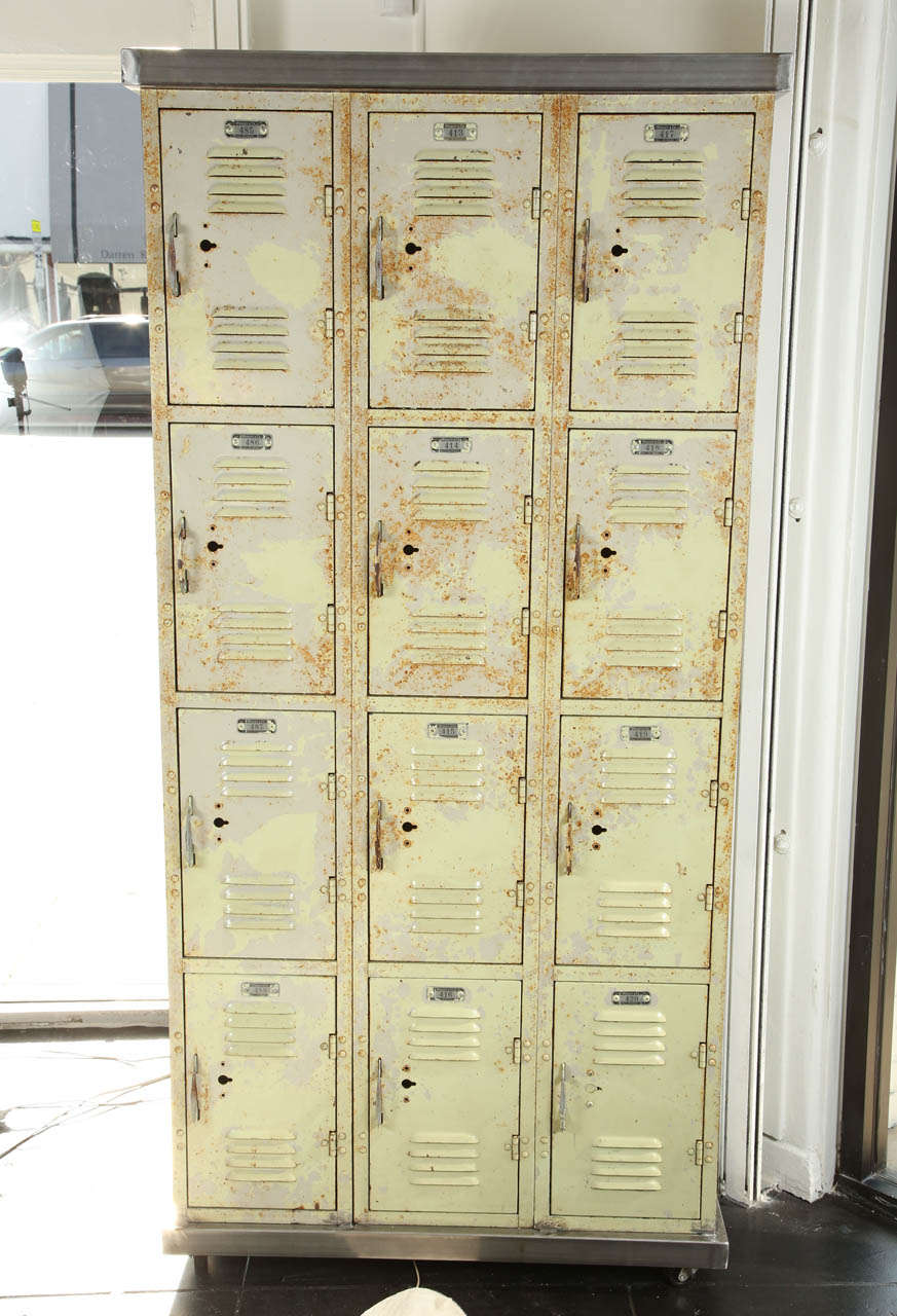 12 Doors; Green Original Patina; Wheels at base of unit move with ease