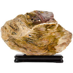 Gorgeous Organic Sliced Geode Specimen Mounted on a Ebonized Walnut Stand