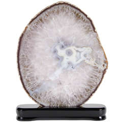 Vintage Luxe Sliced Geode Quartz Mineral Specimen