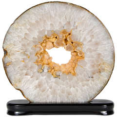 Stunning Sliced Geode Specimen in Quartz with Light Citrine Center