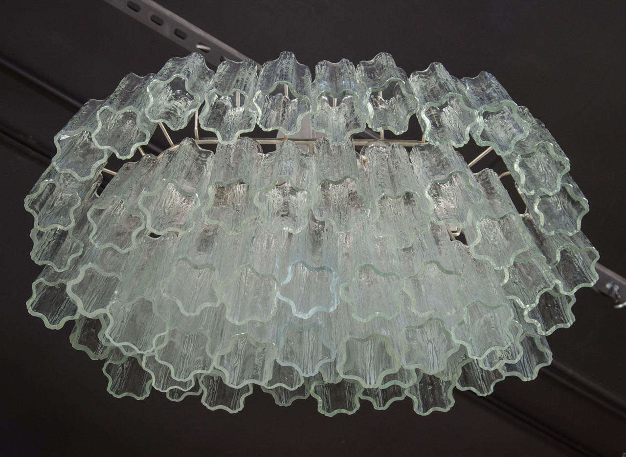 Mid Century Three Tier Murano Glass Tronchi Chandelier by Venini In Excellent Condition In New York, NY