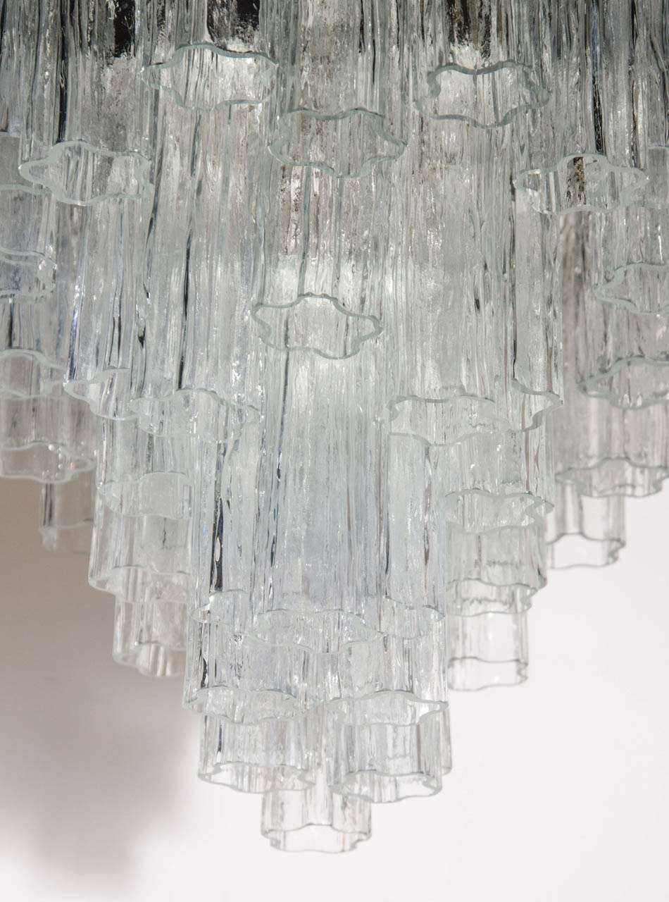 Mid Century Three Tier Murano Glass Tronchi Chandelier by Venini 1