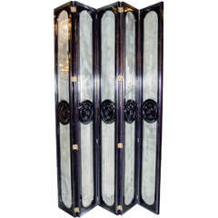 Art Deco Five Panelled Mirror Screen with Antiqued Mirror Insets