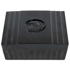 Art Deco Black Bakelite Box with Pegasus Center