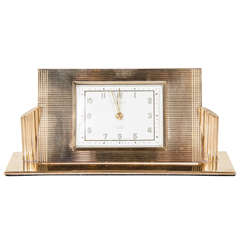 Art Deco Engine turned Brass Alarm Clock by Bradley