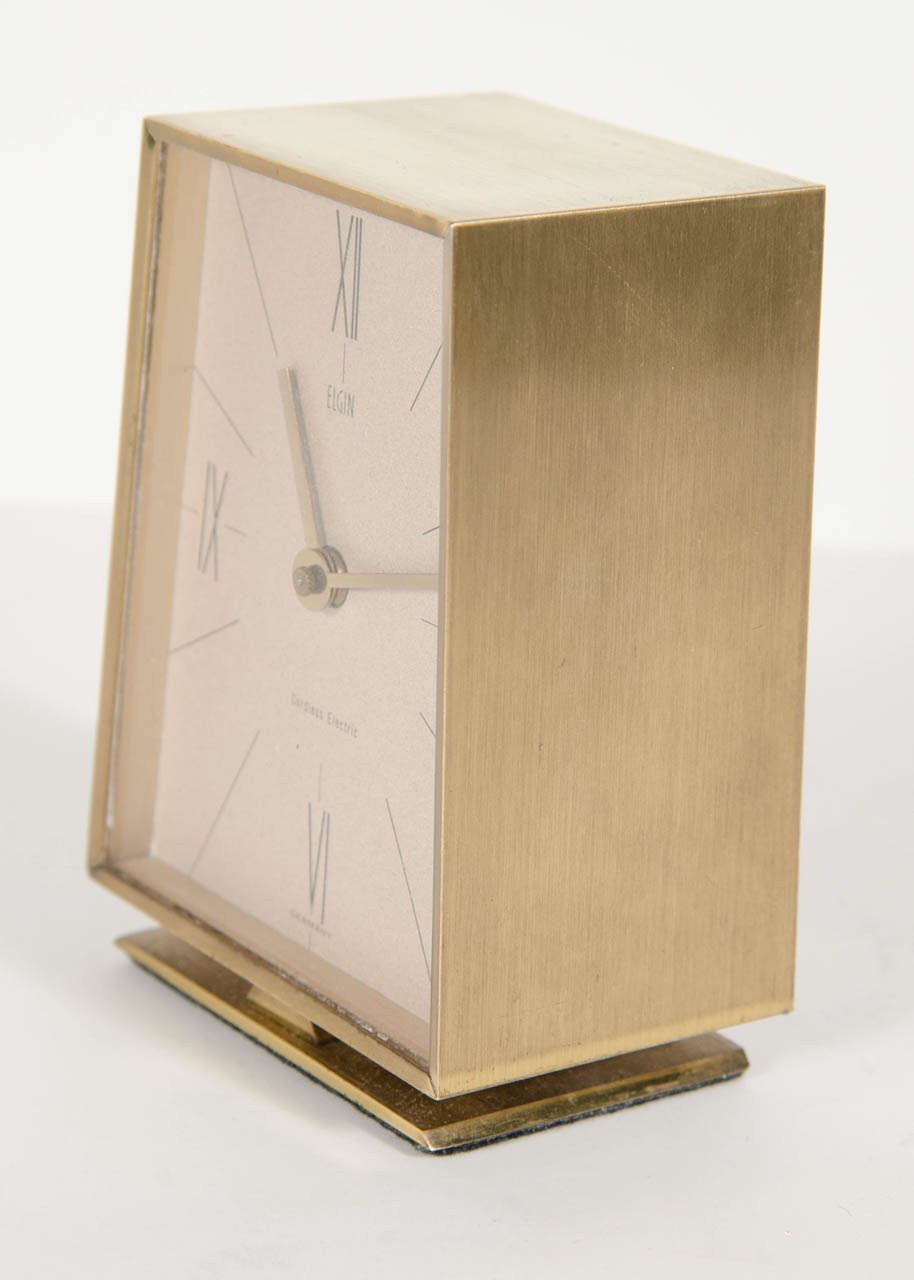 German Sophisticated Mid-Century Modernist Table Clock by Elgin