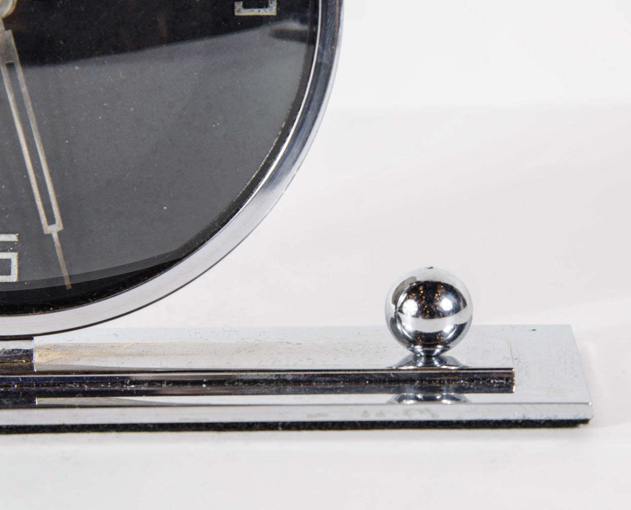 Streamline Art Deco Clock with Circular Face and Chromed Accents In Excellent Condition In New York, NY