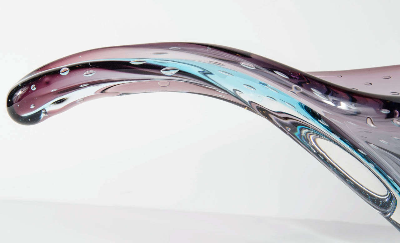 Italian Sinuous Murano Glass Bowl with Free Form Design