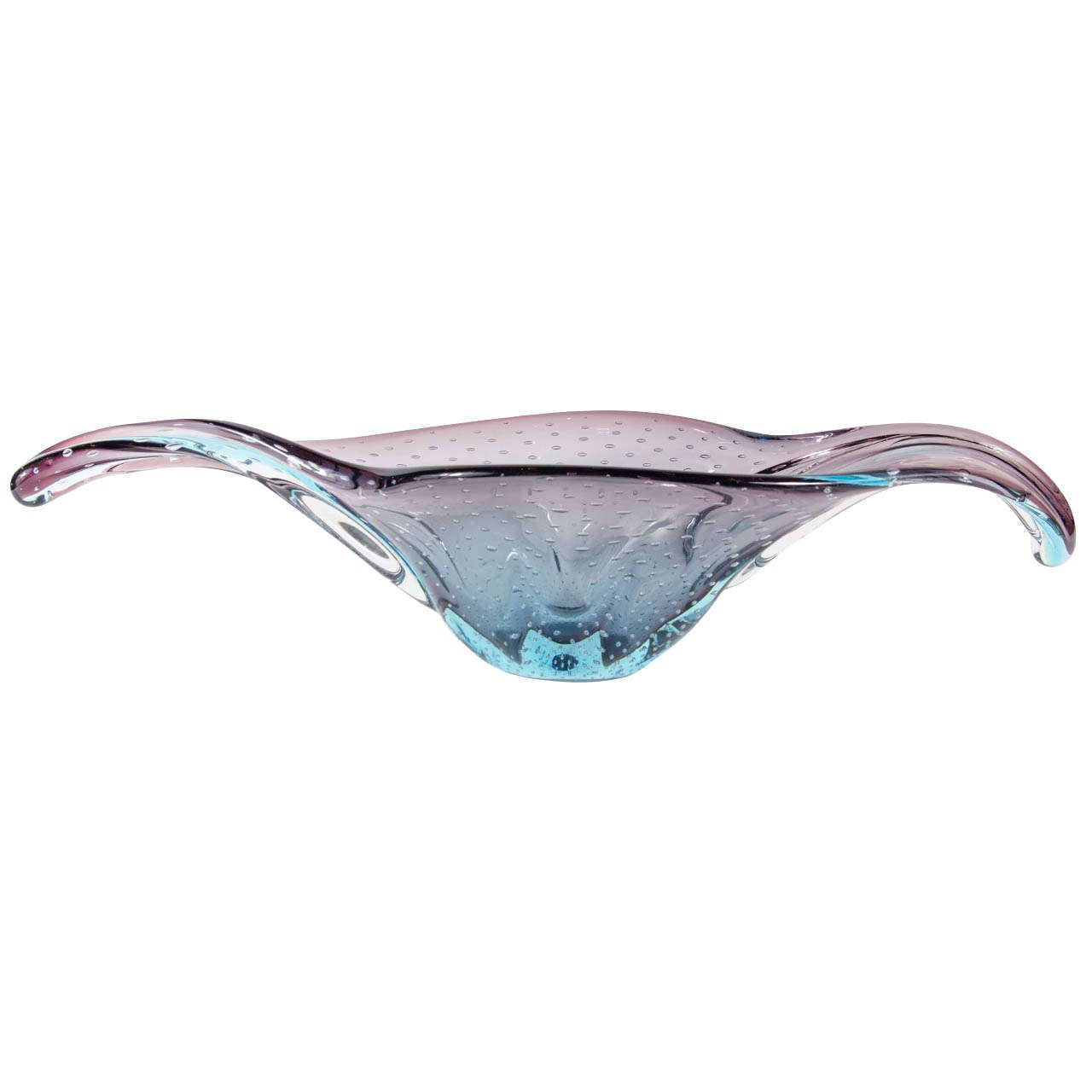 Sinuous Murano Glass Bowl with Free Form Design