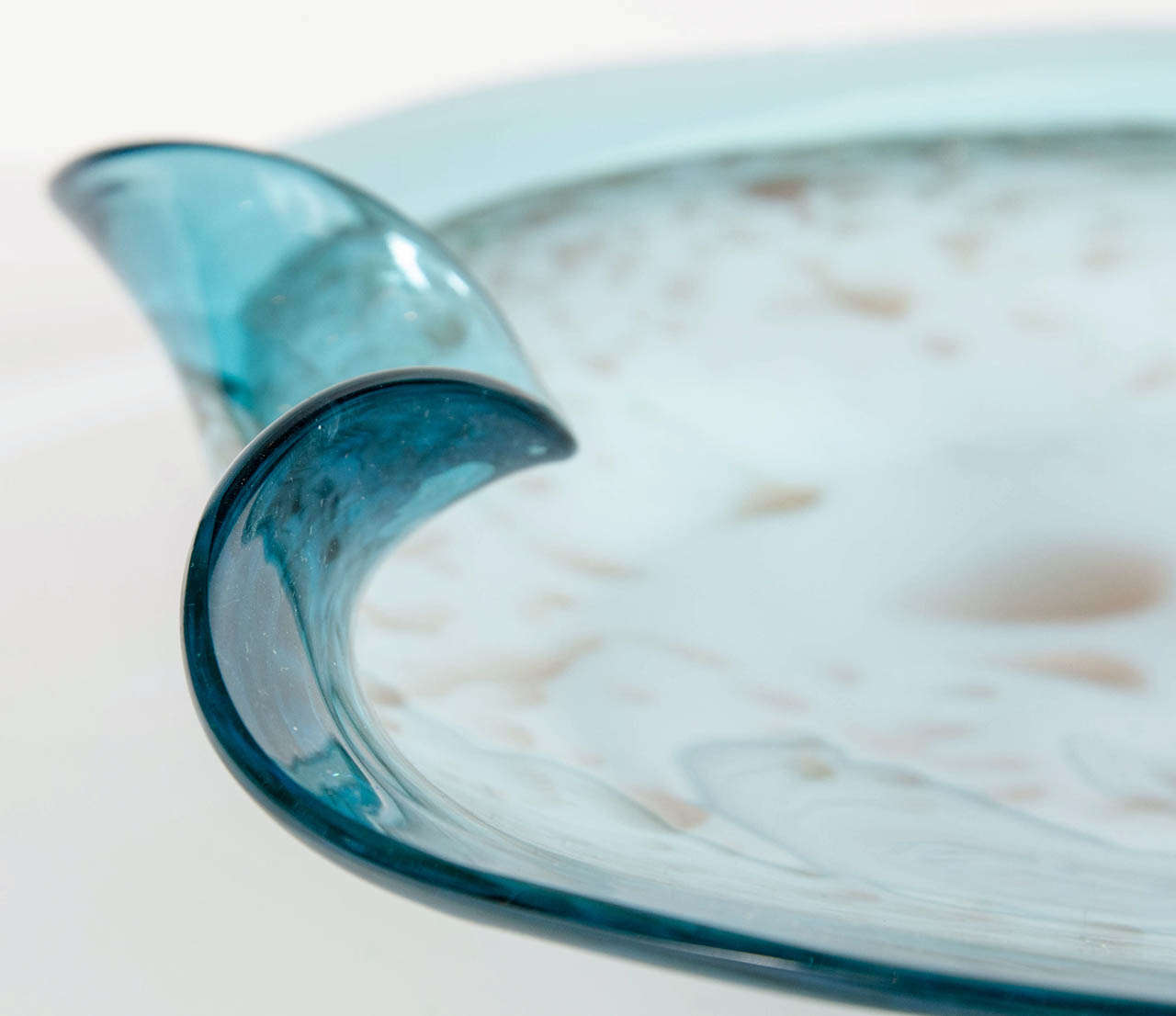 Italian Organic Mid-Century Modernist Teal Murano Glass Bowl