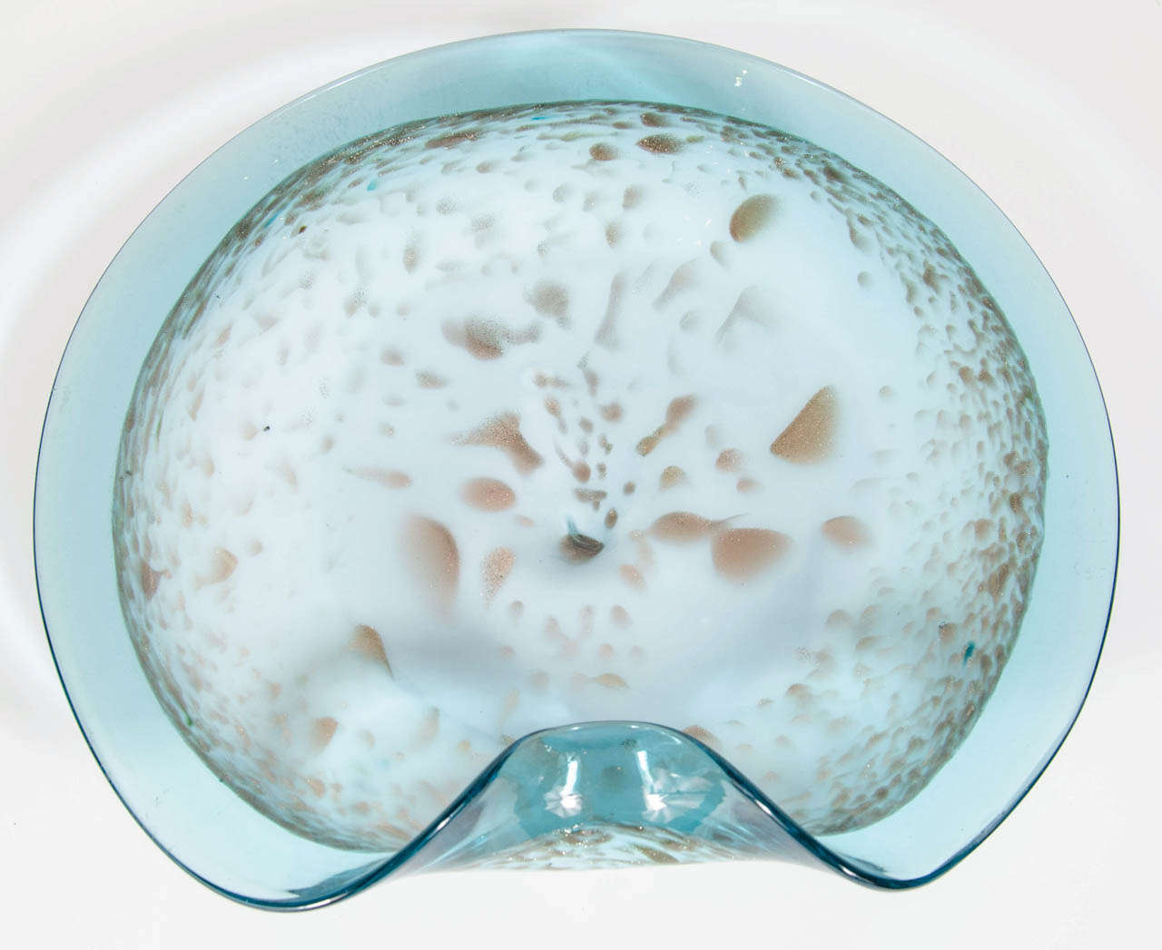 Organic Mid-Century Modernist Teal Murano Glass Bowl 2