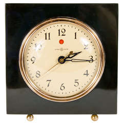 Vintage Art Deco Clock with Vitrolite and Brass Detailing
