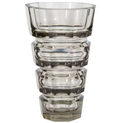 Mid Century Modernist Four  Tier Smoked Crystal Vase