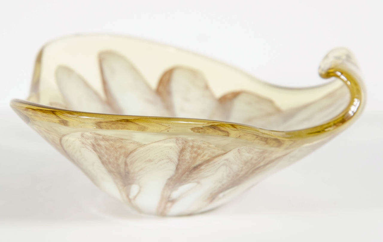 Modernist Free Form Murano Glass Bowl in Light Amber