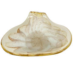 Modernist Free Form Murano Glass Bowl in Light Amber