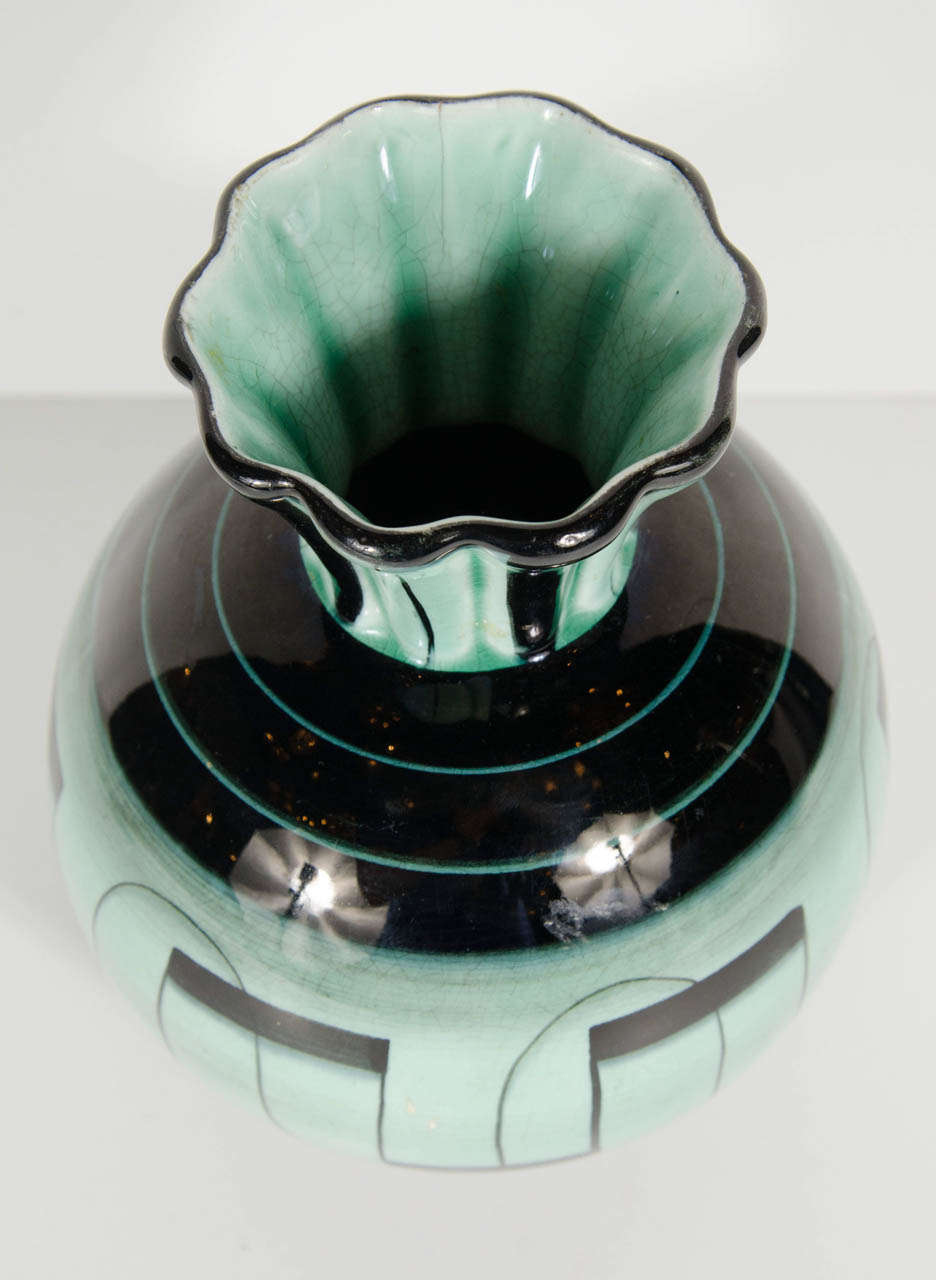 Swedish Art Deco Ceramic Sphere Vase by Ilse Claussen for Rorstrand of Sweden