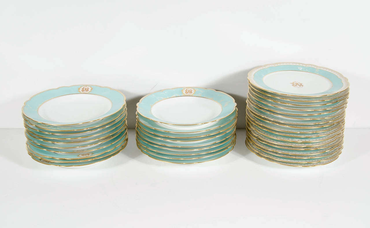 Belle Époque Exquisite Antique Belle Epoque Set of Monogrammed Limoge China