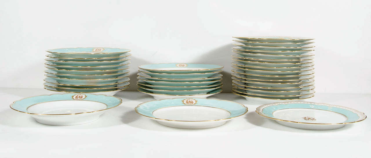 20th Century Exquisite Antique Belle Epoque Set of Monogrammed Limoge China