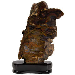 Organic Sliced Geode Mineral Specimen in Grey, Umber and Browns