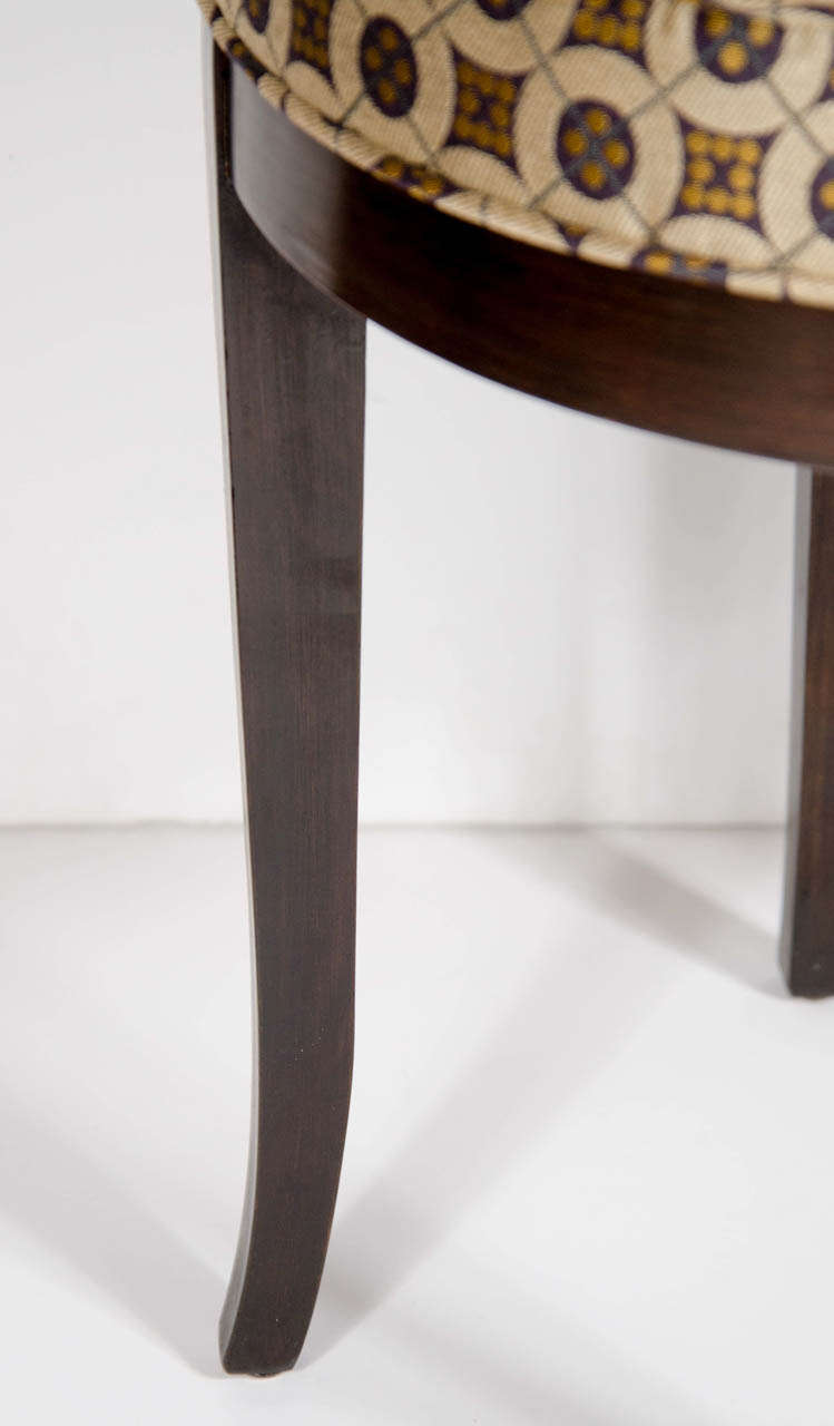 Art Deco Sabre Leg Stool in Ebonized Walnut with Klimt Inspired Fabric In Excellent Condition In New York, NY