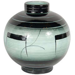 Art Deco Ceramic Sphere Vase by Ilse Claussen For Rorstrand of Sweden