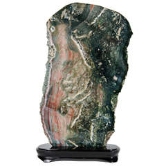 Gorgeous Sliced Mineral Specimen in Shades of Emerald, Greys and Copper Gorgeous Sliced Mineral Specimen in Shades of Emerald, Greys and Copper