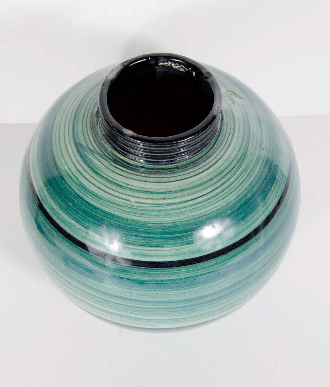 Art Deco Ceramic Sphere Vase by Ilse Claussen for Rorstrand of Sweden In Excellent Condition In New York, NY