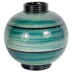 Art Deco Ceramic Sphere Vase by Ilse Claussen for Rorstrand of Sweden