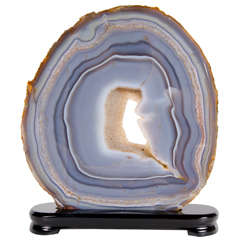 Mounted Sliced Geode Specimen in Hues of Greys and Citrine