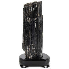 Impressive Mounted Black Tourmaline Mineral Specimen